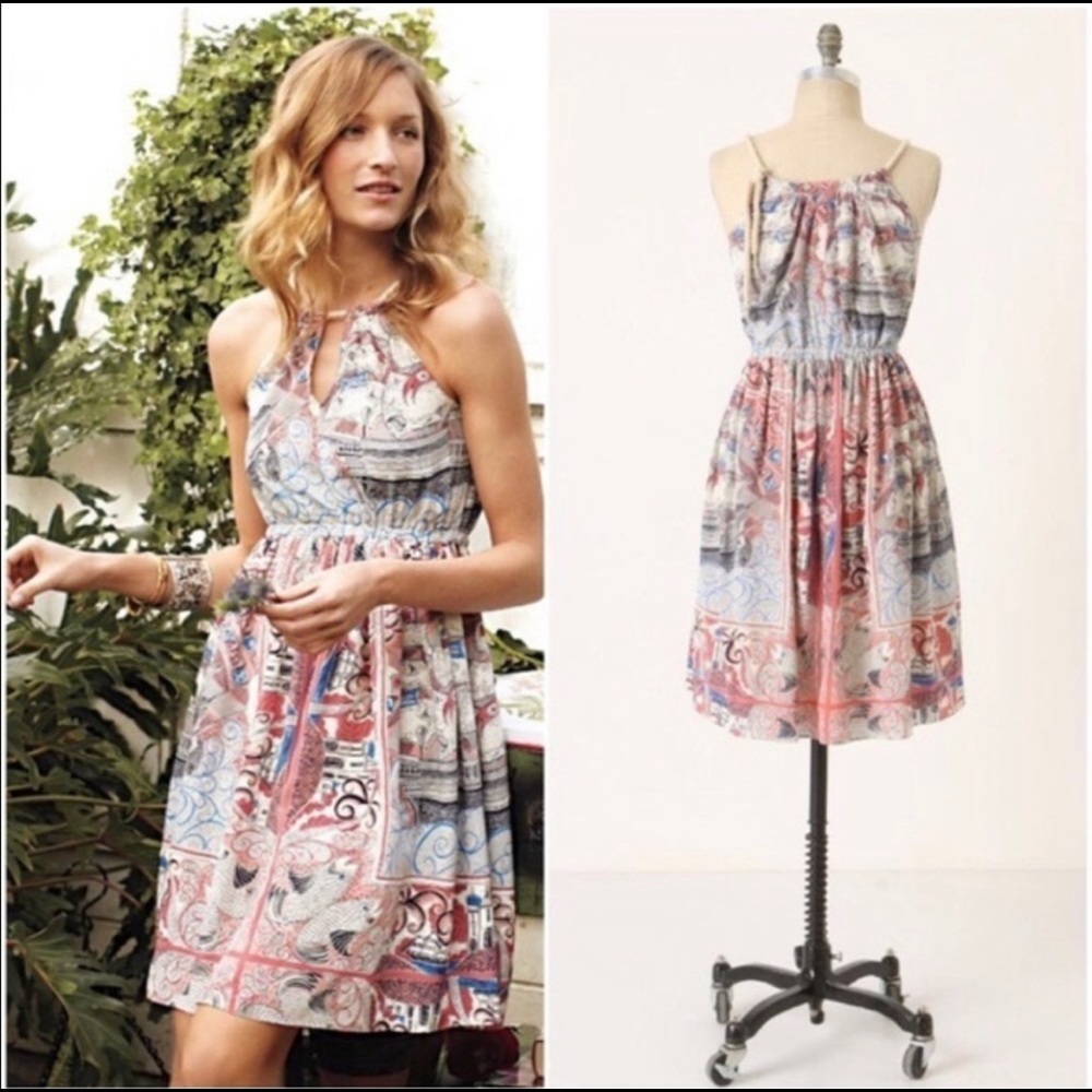 Anthropologie silk dress, size small